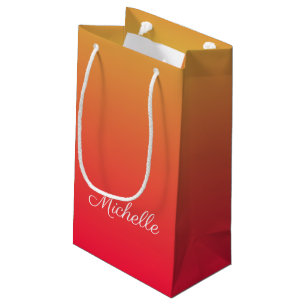 Sacola Para Presentes Pequena Luz vermelha e amarela da chama personalizada