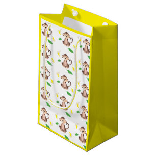 Sacola Para Presentes Pequena Macaco Bonito Com Pele De Banana Amarelo