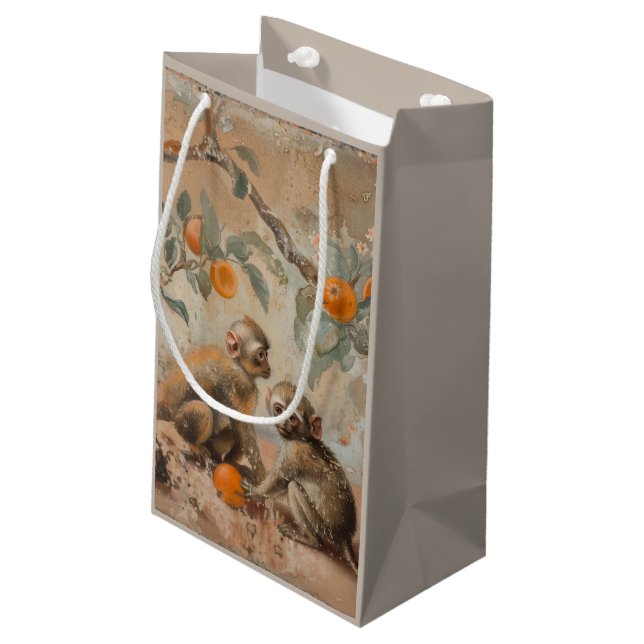 Sacola Para Presentes Pequena Macacos - Saco do Presente (Verso inclinado)