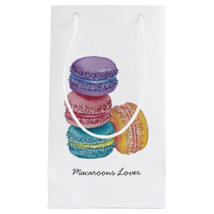 Sacola Para Presentes Pequena Macarões Arco-Íris Bonitos Em Aquarela