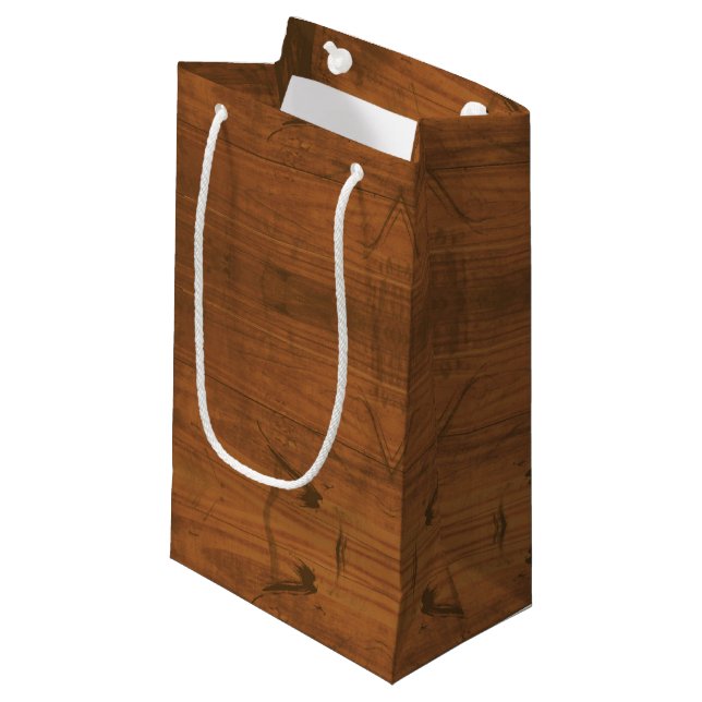 Sacola Para Presentes Pequena Madeira marrom Padrão russo (Frente inclinada)