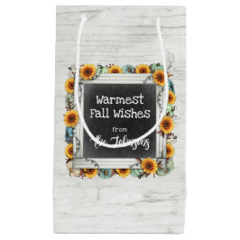 Sacola Para Presentes Pequena Madeira russa cai graças Sunflower Pumpkins