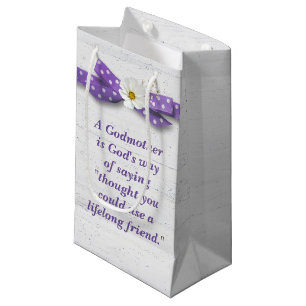 Sacola Para Presentes Pequena Madrinha Birthday com fita de Bolinhas