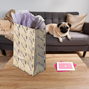 Sacola Para Presentes Pequena Mãe Pug Par de Cães Pug Castanhos Estampados