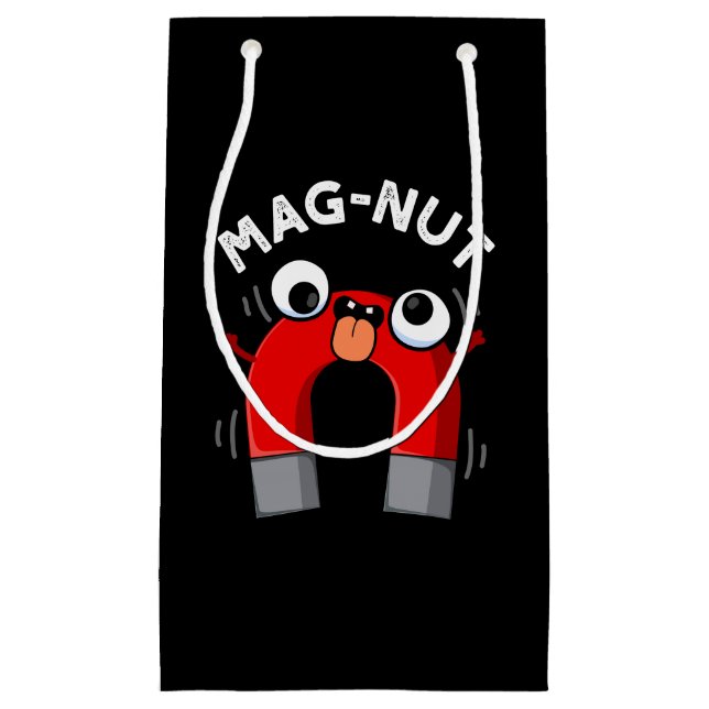 Sacola Para Presentes Pequena Mag-nut Funny Magnet Pun Dark BG (Frente)