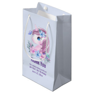 Sacola Para Presentes Pequena Magnética Baby Unicorn com olhos grandes Obrigado