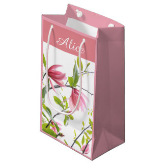 Sacola Para Presentes Pequena Magnólia cor-de-rosa saco personalizado do