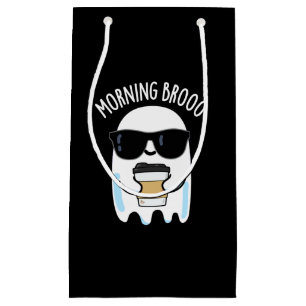Sacola Para Presentes Pequena Manhã Broo Funny Ghost Café Pun Dark BG