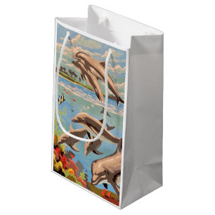 Sacola Para Presentes Pequena Mão Pintada Por Número Golfinhos Reproduzíveis