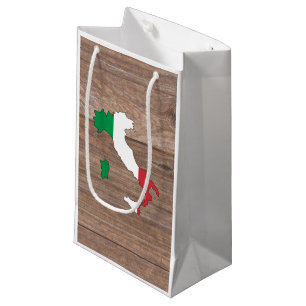 Sacola Para Presentes Pequena Mapa da bandeira de Italia da equipe na madeira