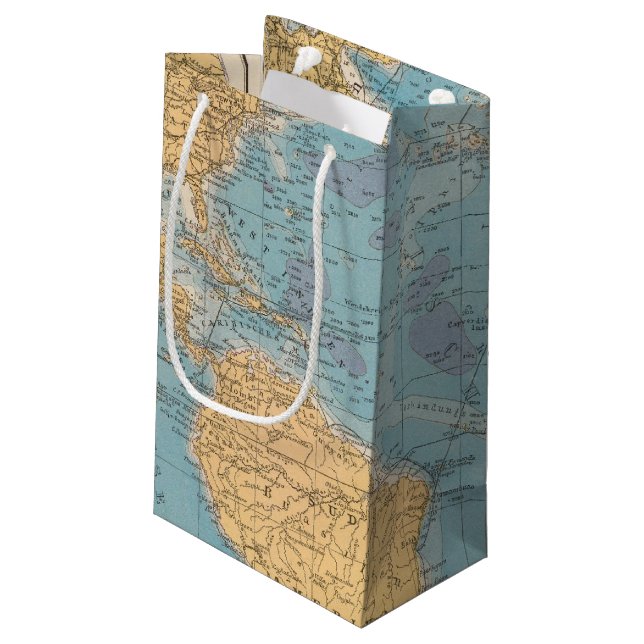 Sacola Para Presentes Pequena Mapa de Oceano Atlântico (Verso inclinado)