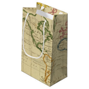 Sacola Para Presentes Pequena Mapa gravado mundo
