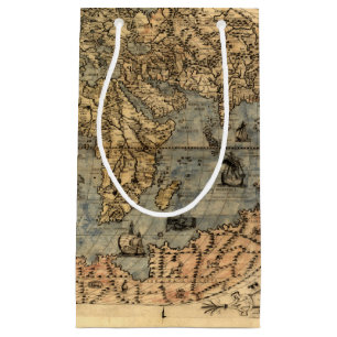 Sacola Para Presentes Pequena Mapa Mundial Vintage Atlas Antiquado Histórico