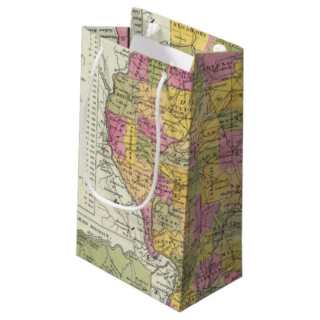 Sacola Para Presentes Pequena Mapa novo de Illinois (Verso inclinado)