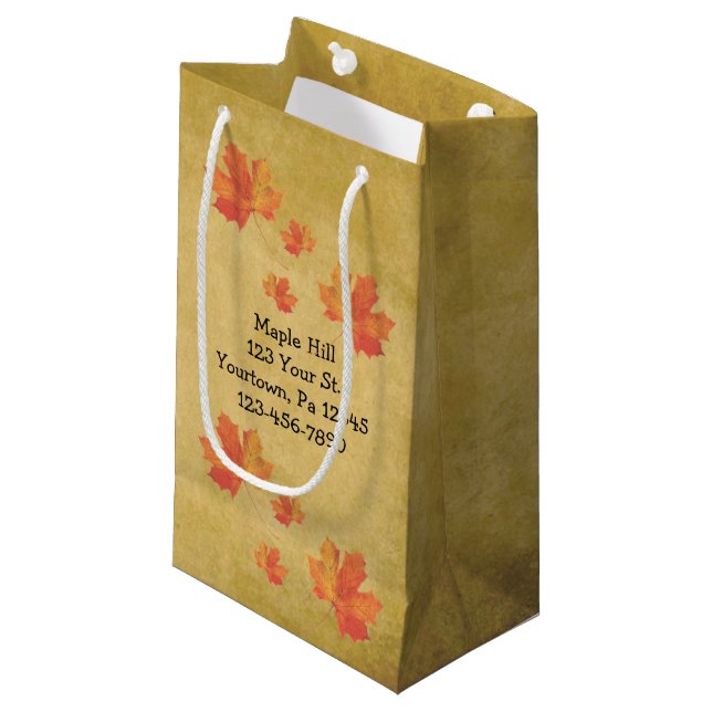 Sacola Para Presentes Pequena Maple Deixa o arcabouço do maple (Frente inclinada)
