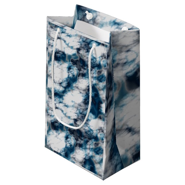 Sacola Para Presentes Pequena Marble Azul (Frente inclinada)