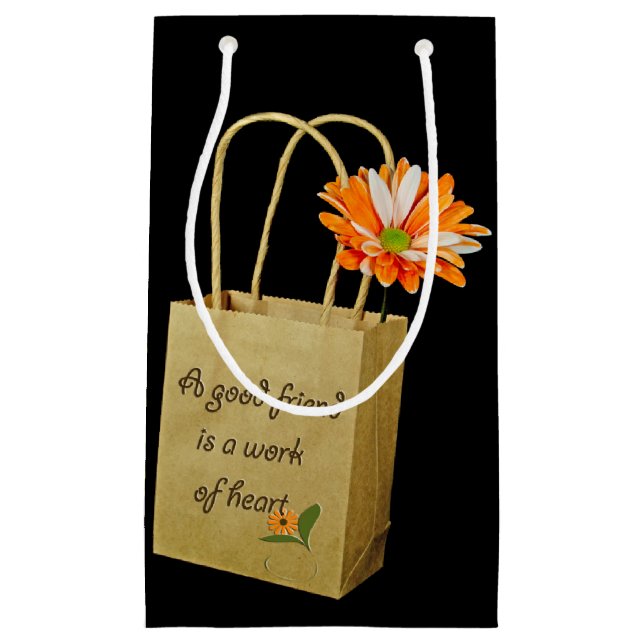 Sacola Para Presentes Pequena Margarida de Amizade em Papel (Frente)