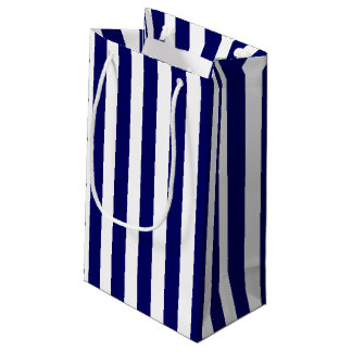 Sacola Para Presentes Pequena Marinho azul e faixas brancas de doces