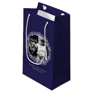 Sacola Para Presentes Pequena Marinho Azul Rico Personalizado Roda o Quadro de F