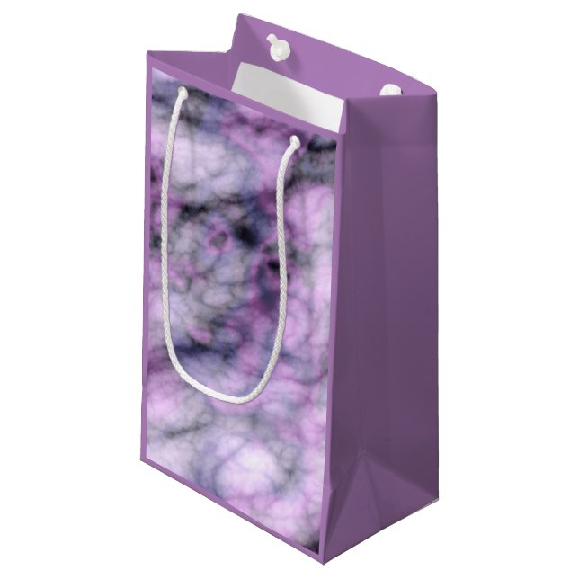Sacola Para Presentes Pequena Mármore Roxo (Frente inclinada)