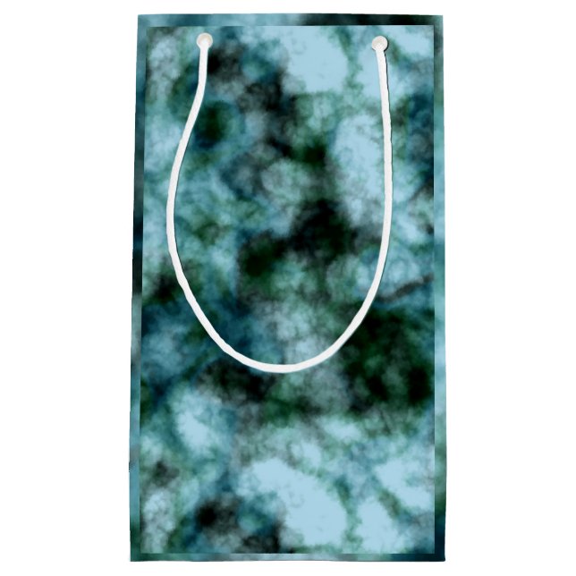 Sacola Para Presentes Pequena Mármore Verde Azul (Frente)