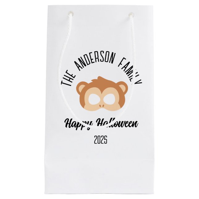 Sacola Para Presentes Pequena Mascarada de máscara de macaco do Halloween (Frente)