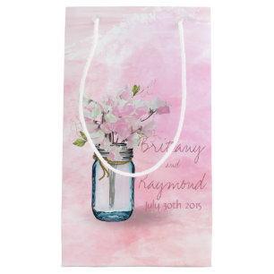 SACOLA PARA PRESENTES PEQUENA MASON JAR WATERCOLOR PINCA DOCE PEIAS