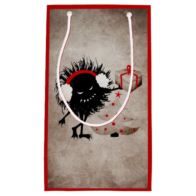 Sacola Para Presentes Pequena Mau Inseto dá o Natal presente (Frente)