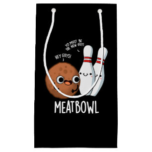 Sacola Para Presentes Pequena Meatbowl Funny Meatball Pun Dark BG