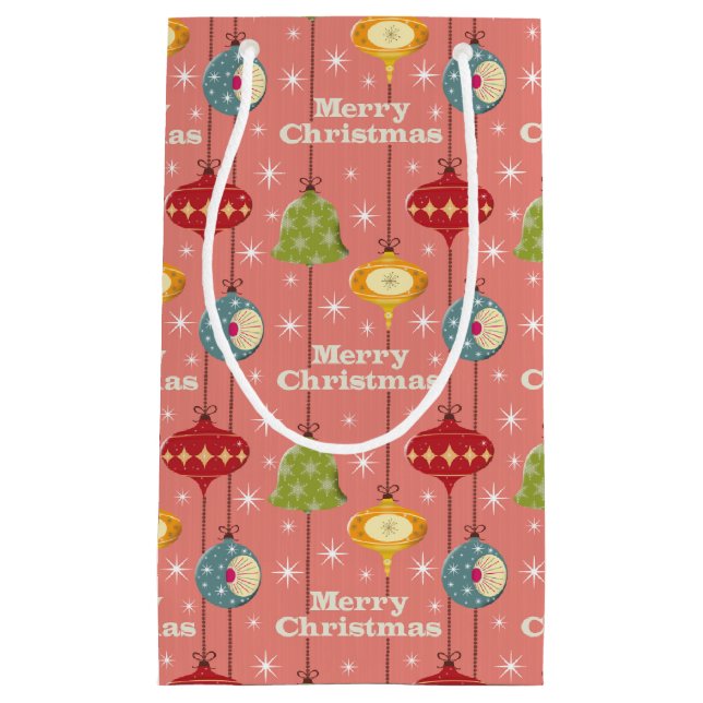 Sacola Para Presentes Pequena Meio século Modern Christmas Baubles (Frente)