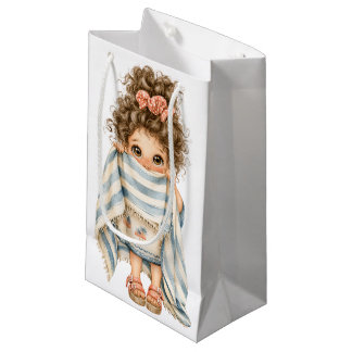 SACOLA PARA PRESENTES PEQUENA MENINA ADORÁVEL COM UM TEMA DE VERÃO