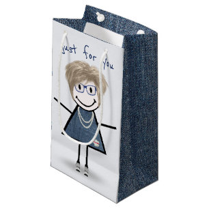 Sacola Para Presentes Pequena Menina de Boneco de Palito de Tênis