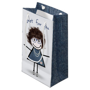 Sacola Para Presentes Pequena Menina de palito de tênis