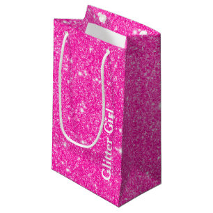 Sacola Para Presentes Pequena Menina Glitter Rosa Quente Mostre Seu Brilho