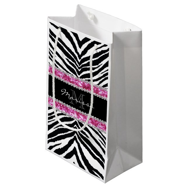 Sacola Para Presentes Pequena Menina Monogrammed do cristal de rocha de Bling do (Frente inclinada)