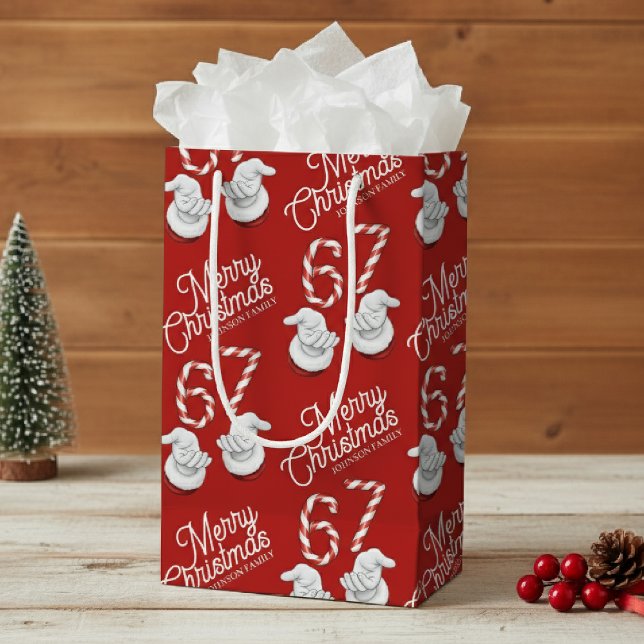 Sacola Para Presentes Pequena Merry Christmas Candy Cane 6-7 Meme Pattern (Merry Christmas Candy Cane 6-7 Meme Pattern Small Gift Bag
)