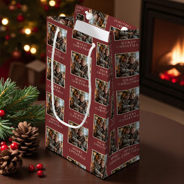 Sacola Para Presentes Pequena Merry Christmas Red Photo Holiday