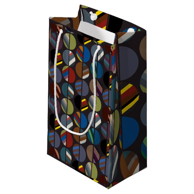 Sacola Para Presentes Pequena Metades Ovalas em Faixa Masculina (Frente inclinada)