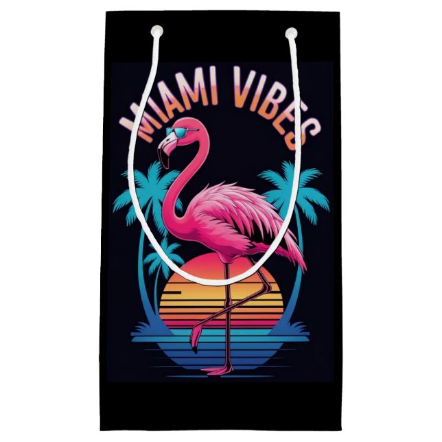 Sacola Para Presentes Pequena Miami Vibes Summer Flamingo Design-63454 (Frente)