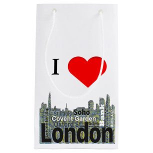Sacola Para Presentes Pequena Mim arte da palavra de Londres do coração