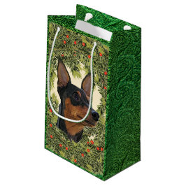 Sacola Para Presentes Pequena Miniatura Pinscher Wreath