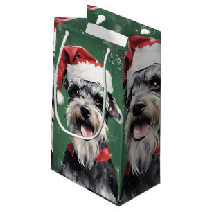 Sacola Para Presentes Pequena Miniatura Schnauzer Pincel de Natal Ardois