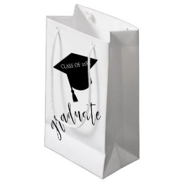 Sacola Para Presentes Pequena Minimalist Grad Cap Black & White Graduation