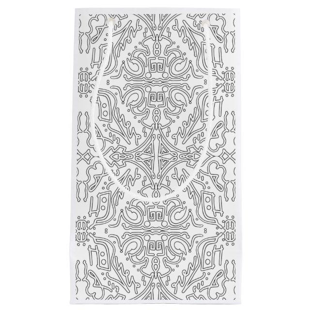Sacola Para Presentes Pequena Minimalist Grey Floral Pattern (Frente)