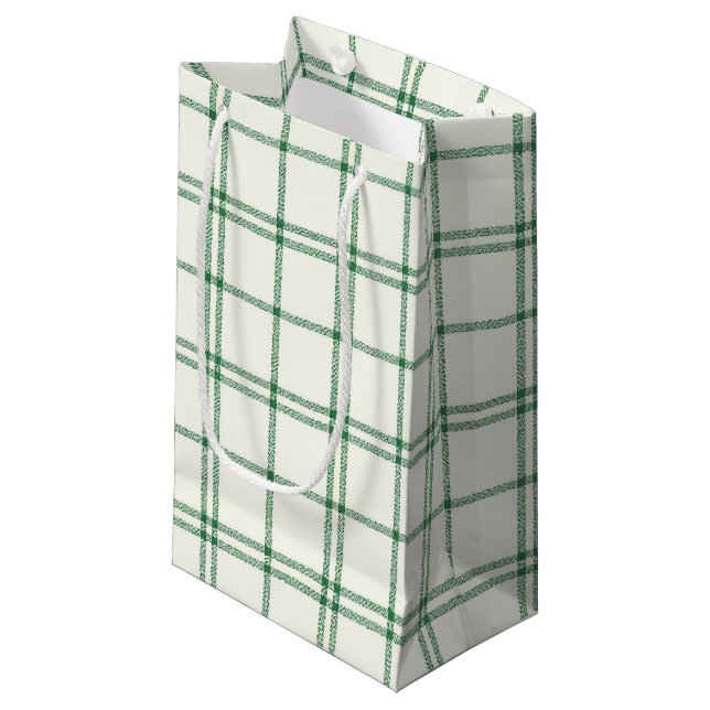 Sacola Para Presentes Pequena Mint Christmas Plaid (Frente inclinada)