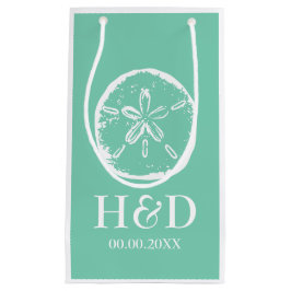 Sacola Para Presentes Pequena Mint monograma e dólar de casamento