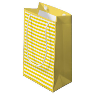 Sacola Para Presentes Pequena Modelo Elegante de Stripes Brancas Amarelas Modern