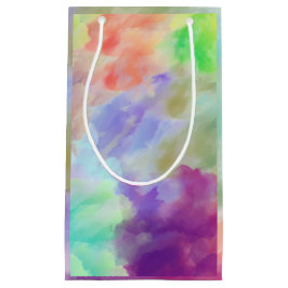 Sacola Para Presentes Pequena Modern Abstract Watercolor Clouds Colorful Pastel 