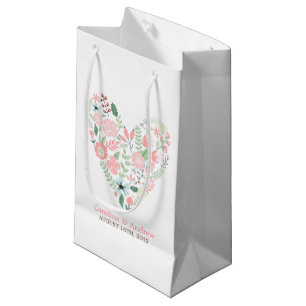 Sacola Para Presentes Pequena Modern Floral Heart Wedding