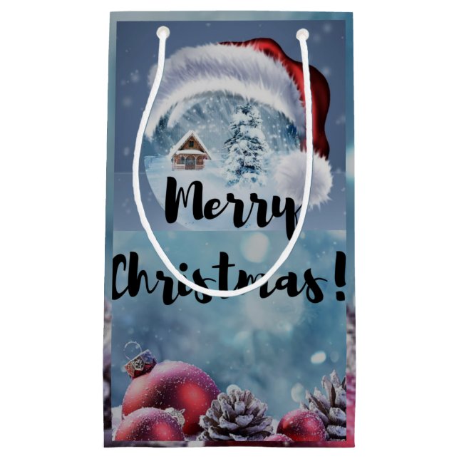 Sacola Para Presentes Pequena Modern funny cute Christmas reindeer      (Frente)